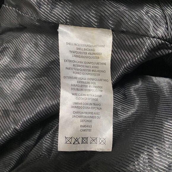 Calvin Klein Jeans Women's Black Faux Leather Jacket Large Moto Style Zip Pocket - Picture 11 of 14